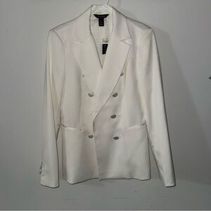 White House Black Market Cream Double-Breasted Blazer